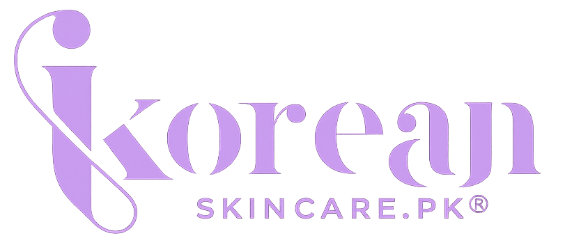 A light purple logo on a white background reading 'korean SKINCARE.PK' with a stylized ampersand forming the 'i'.