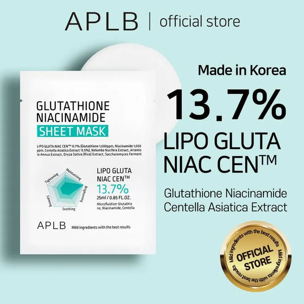 [APLB] Glutathione Niacinamide Sheet Mask 25ml –Brightening Mask | Authentic Korean Skincare Pakistan - APLB