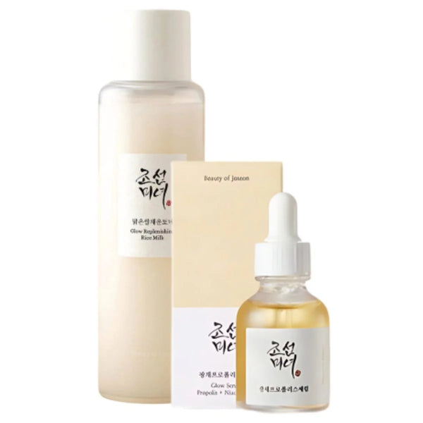 [Beauty of Joseon Rice Glow and Pigmentation Kit ]-  Glow Replenishing Rice Milk Glow +Glow Deep Serum : Rice +Alpha-Arbutin