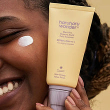 Haruharu Wonder Black Rice Daily Sunscreen SPF50+ PA++++ 50ml – applied on skin | Korean Skincare Pakistan