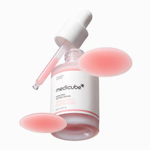 Medicube PDRN Pink Peptide Serum 30ml – front of the pack: tilted bottle with dropper, serum blobs | Korean Skincare Pakistan