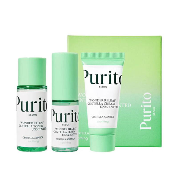 [PURITO SEOUL] Wonder Releaf Centella Mini Kit Unscented – Serum 15ml + Toner 30ml + Cream 15ml (Travel Skincare Set for sensitive skin)| korean skincare.pk - Purito SOUL