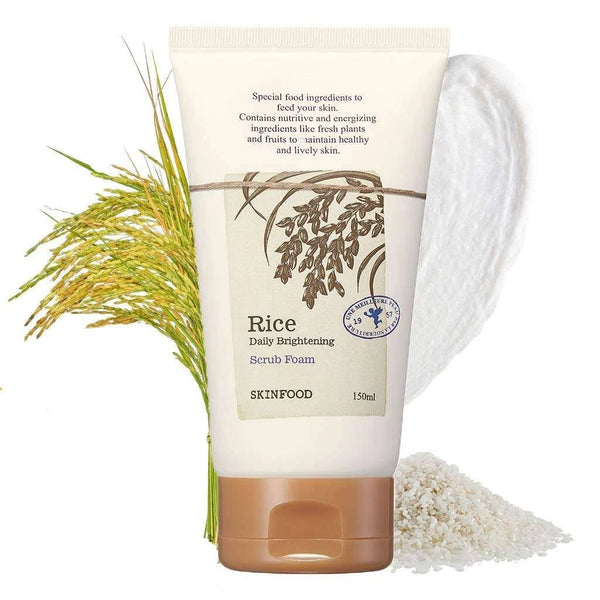 [SKINFOOD] Rice Daily Brightening Scrub Foam 150ml – Gentle Exfoliating &amp; Brightening Cleanser | Korean-Skincare.PK