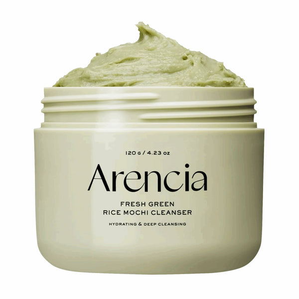 Jar of Arencia Fresh Green Rice Mochi Cleanser on a white background