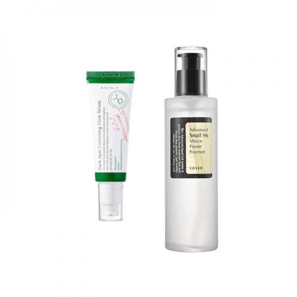 Dark Spots Defense Kit – COSRX Snail 96 Essence + AXIS-Y Dark Spot Correcting Serum for Glowing Skin